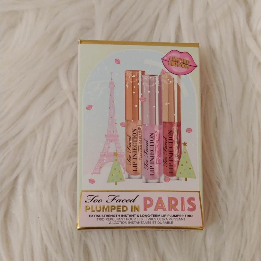 💋FIRM! NWT TOO FACED PLUMPED IN PARIS LIP INJECTION TRIO  BOX SET (LAST ONE AVA